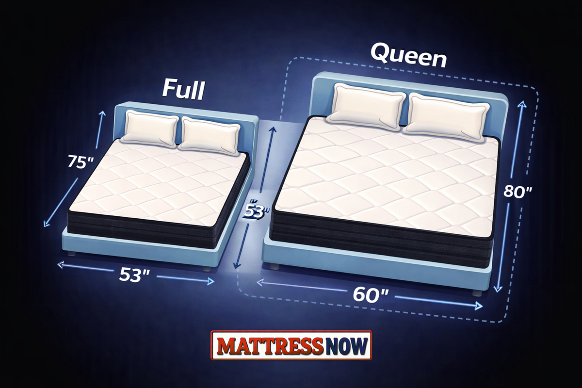 Full vs Queen Size Mattress Graphic