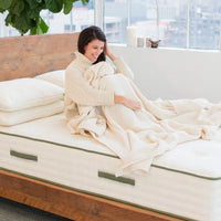 Avocado Green Mattress Firm with Female Model