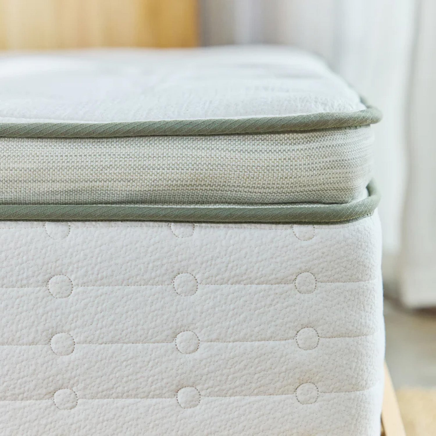 Avocado Green Mattress Medium Pillowtop Corner of Bed