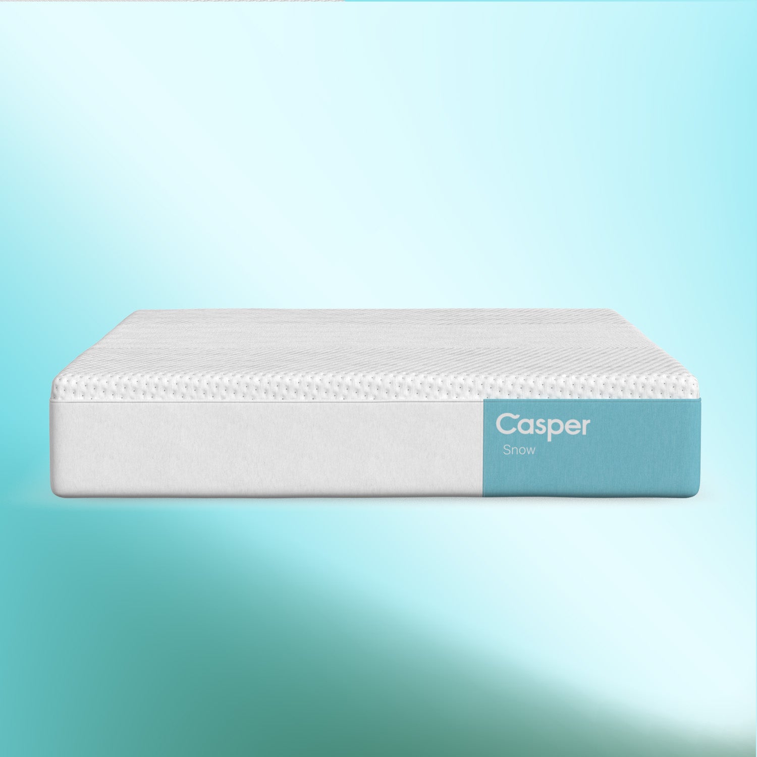 Casper Snow Hybrid Mattress against blue and white background front view