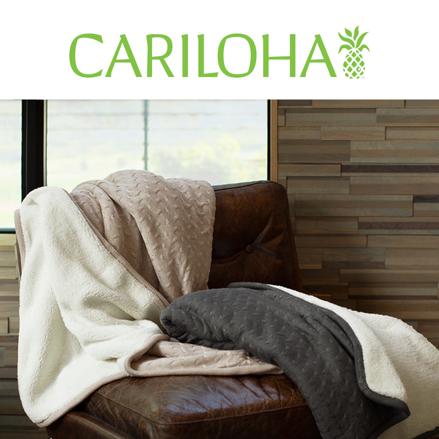 Cariloha Sherpa Bamboo Knit Throw