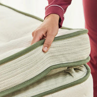 avocado green mattress plush corner of bed