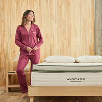 avocado green mattress plush with female model