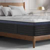 front Left Corner of Bed showing Helix Midnight Luxe King Mattress 